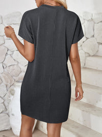 Round Neck Short Sleeve Mini Dress - Mack and Mav Boutique