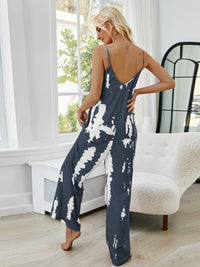 Tie-Dye Spaghetti Strap Jumpsuit with Pockets - Mack and Mav Boutique