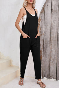 Pocketed Scoop Neck Spaghetti Strap Overalls - Mack and Mav Boutique