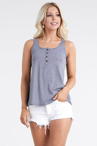 Ninexis Square Neck Half Button Tank - Mack and Mav Boutique