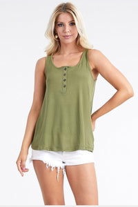 Ninexis Square Neck Half Button Tank - Mack and Mav Boutique