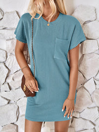 Round Neck Short Sleeve Mini Dress - Mack and Mav Boutique
