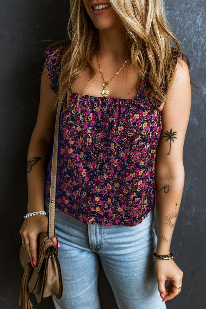 Printed Square Neck Tank - Mack and Mav Boutique