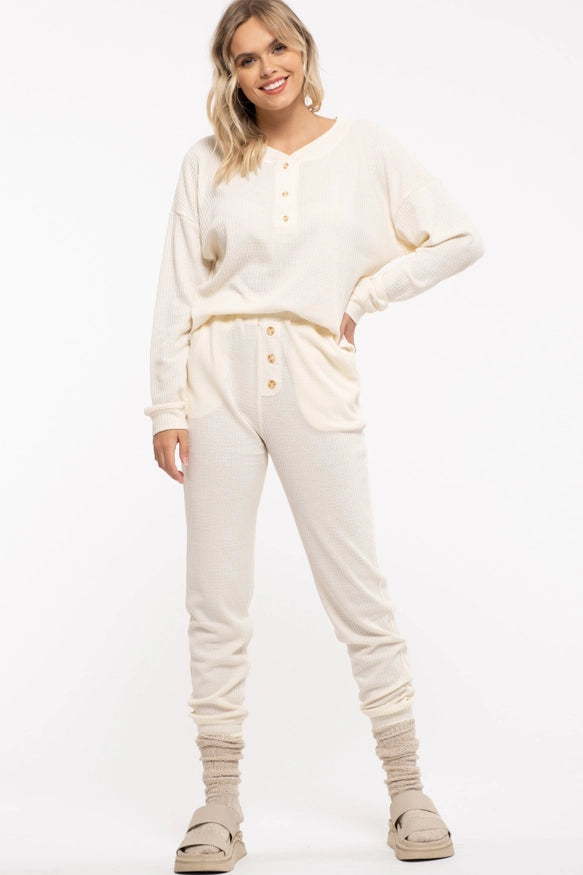 Cozy Waffle Lounge Set - Mack and Mav Boutique