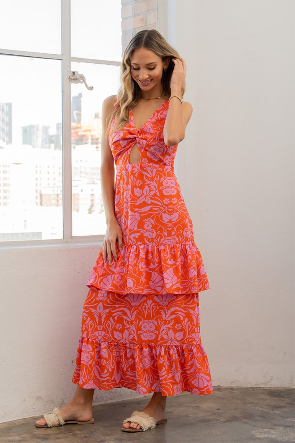 Sew In Love Full Size Floral Ruffled Maxi Sleeveless Dress - Mack and Mav Boutique