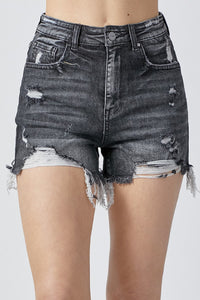 RISEN Full Size High Rise Distressed Denim Shorts - Mack and Mav Boutique