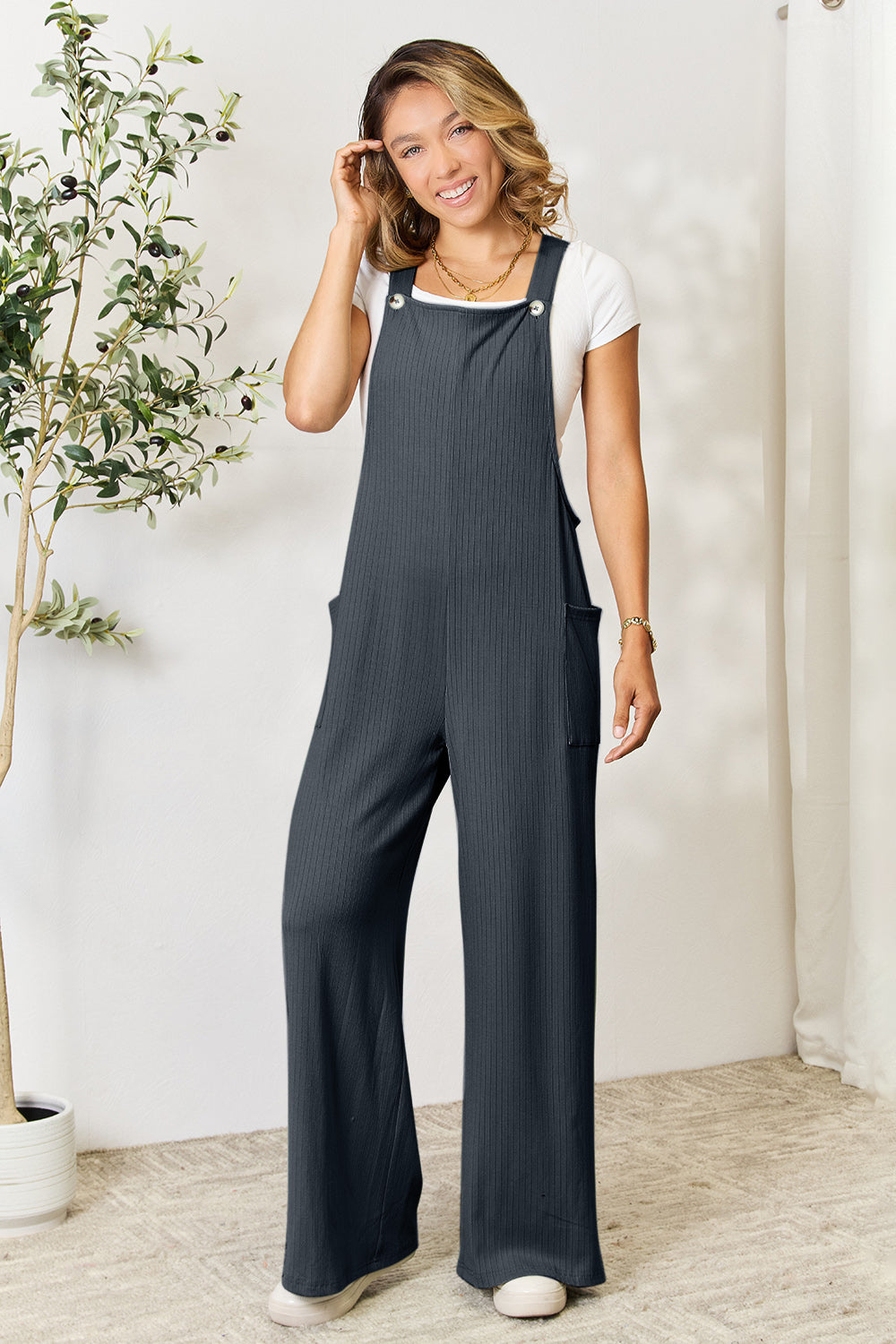 Double Take Full Size Wide Strap Overall with Pockets - Mack and Mav Boutique