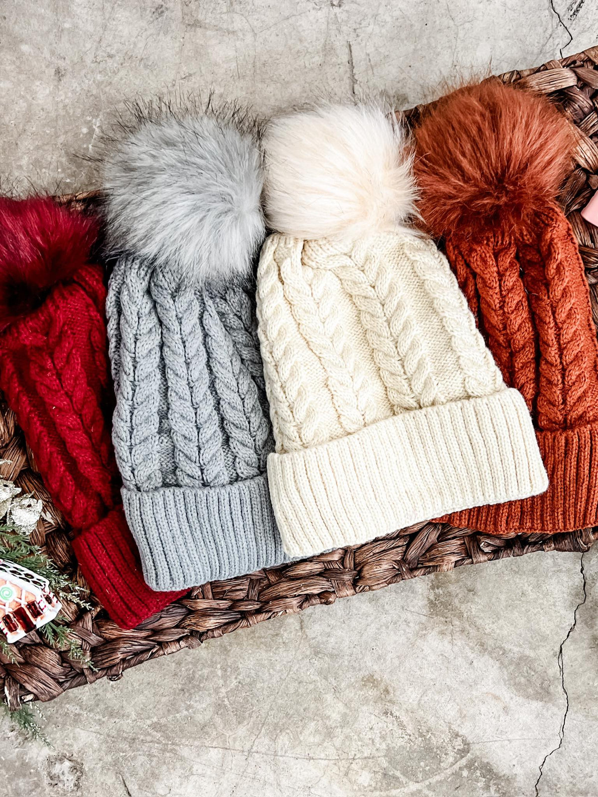 IN STOCK Bella Braid Beanie - Red - Mack and Mav Boutique