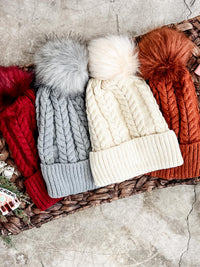 IN STOCK Bella Braid Beanie - Red - Mack and Mav Boutique