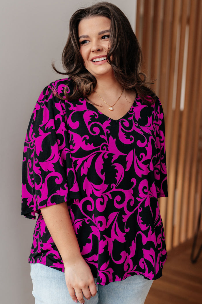 Casually Cute V-Neck Top in Magenta - Mack and Mav Boutique