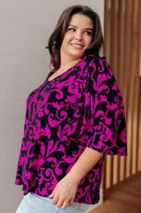 Casually Cute V-Neck Top in Magenta - Mack and Mav Boutique