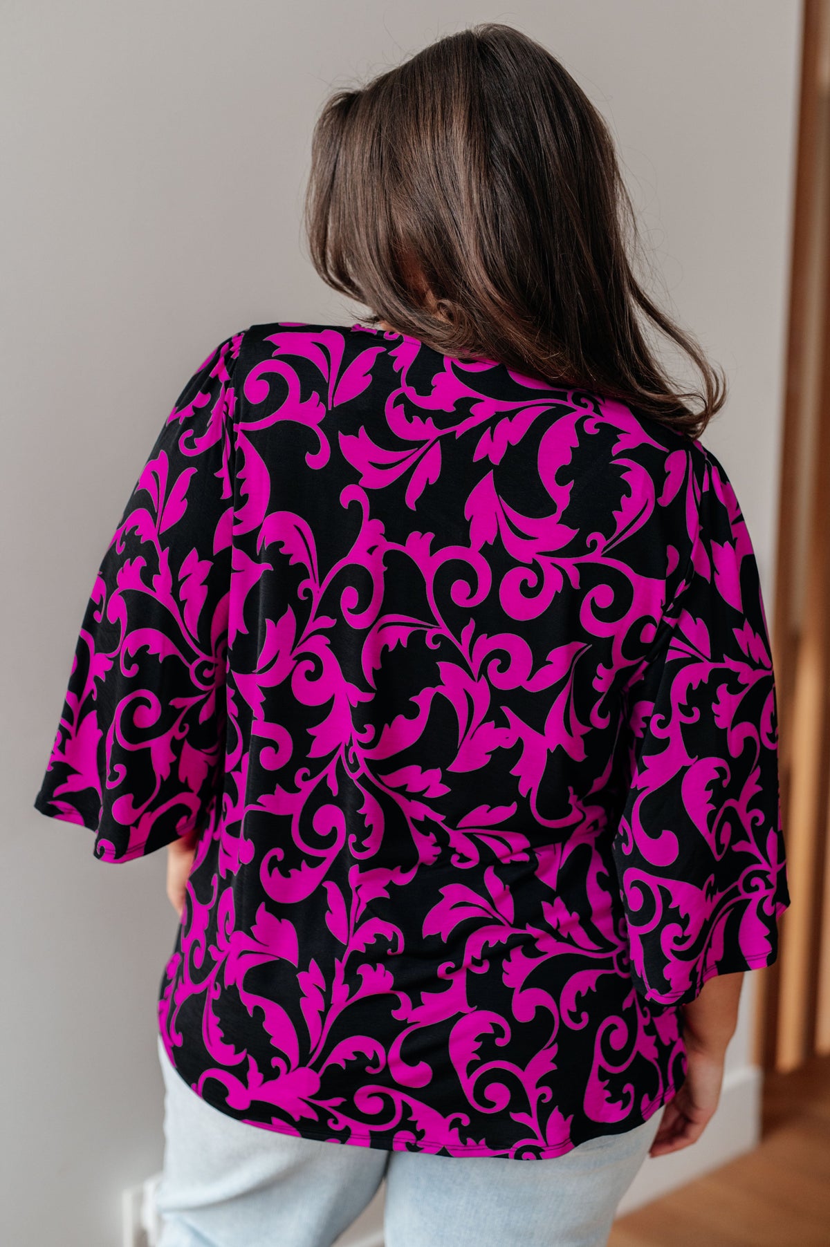 Casually Cute V-Neck Top in Magenta - Mack and Mav Boutique