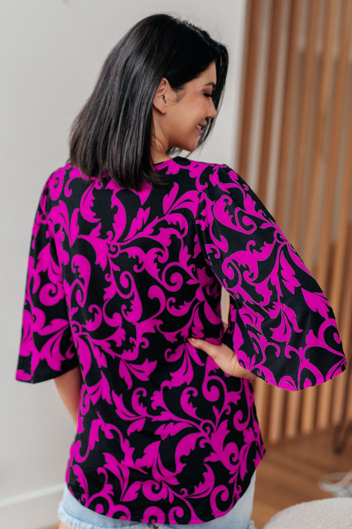 Casually Cute V-Neck Top in Magenta - Mack and Mav Boutique