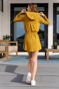 Getting Out Long Sleeve Hoodie Romper Gold Spice - Mack and Mav Boutique