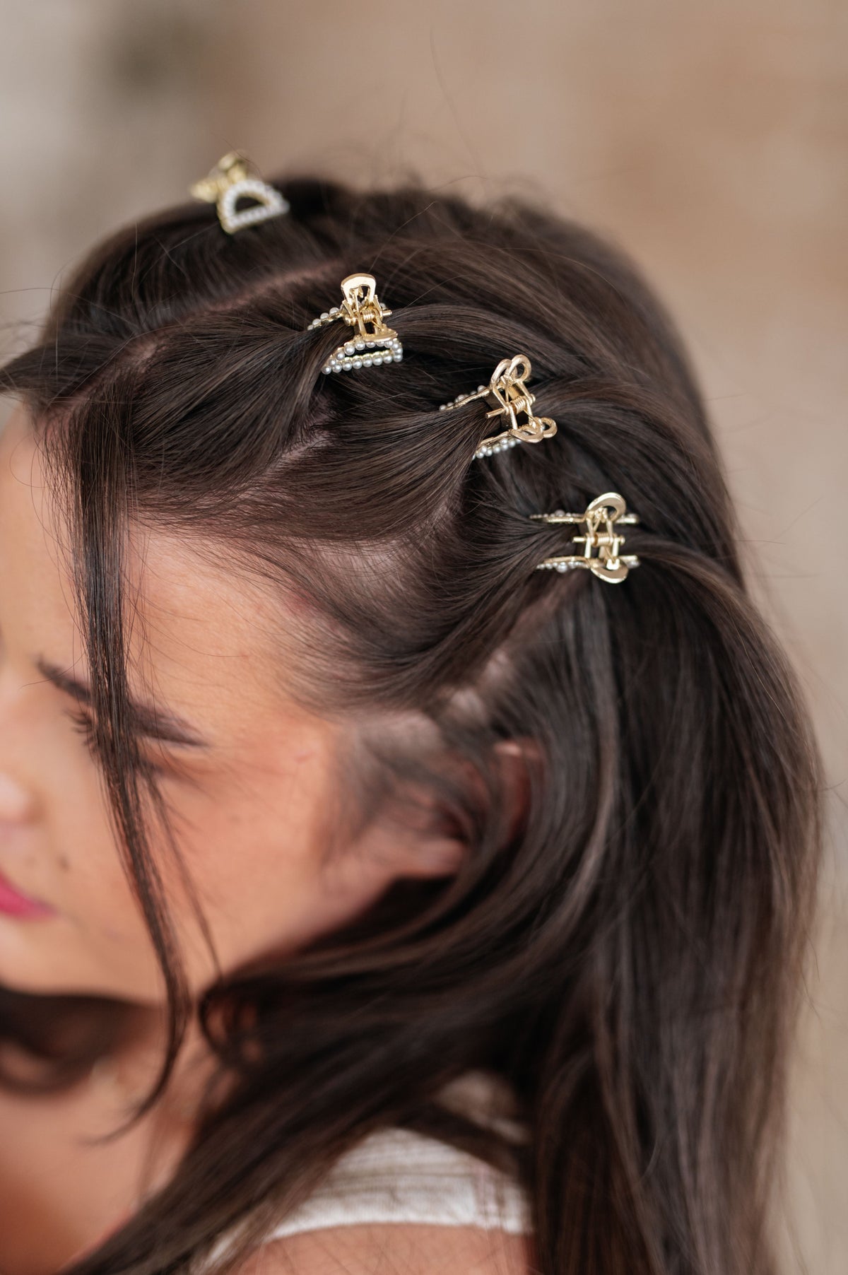 Gold & Pearl Mini Hair Clips Set of Three - Mack and Mav Boutique