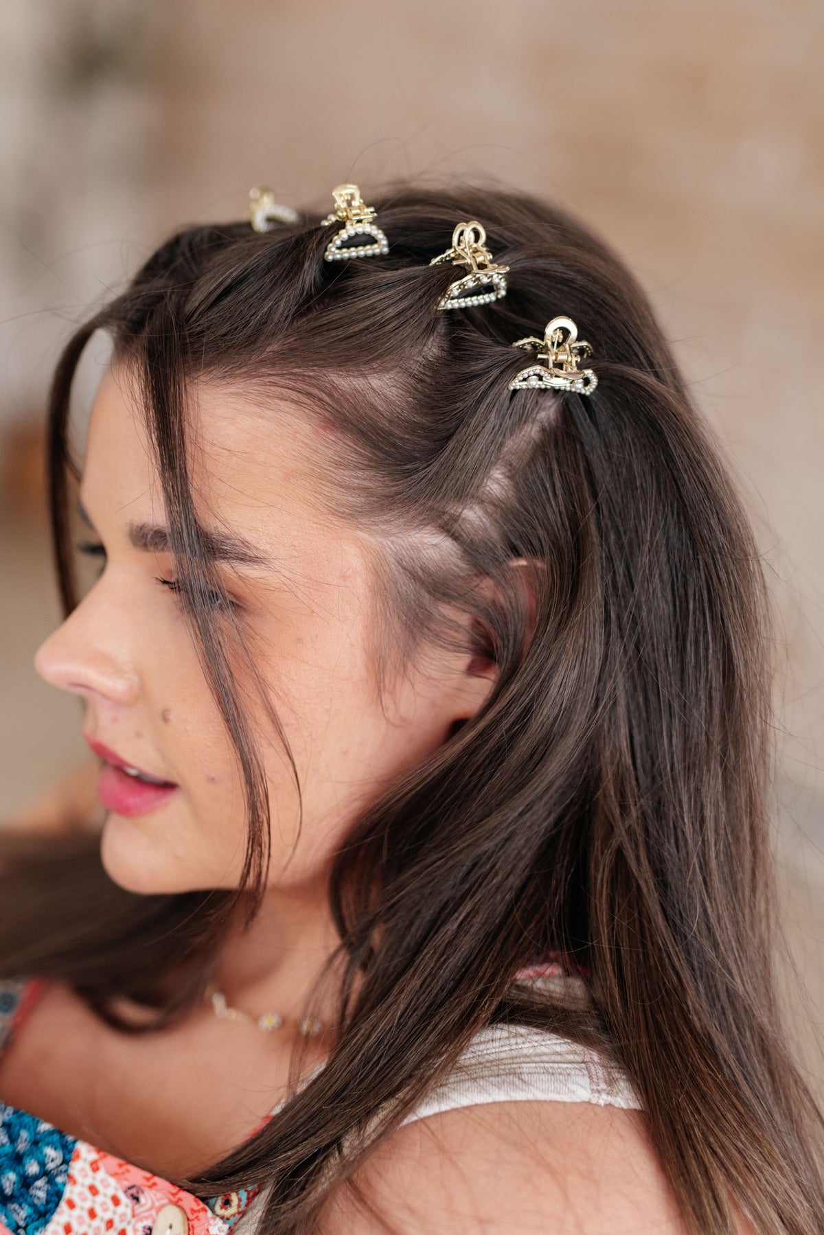 Gold & Pearl Mini Hair Clips Set of Three - Mack and Mav Boutique