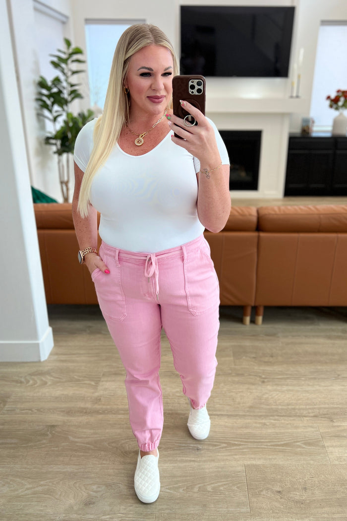 Regina High Rise Garment Dyed Denim Jogger - Mack and Mav Boutique