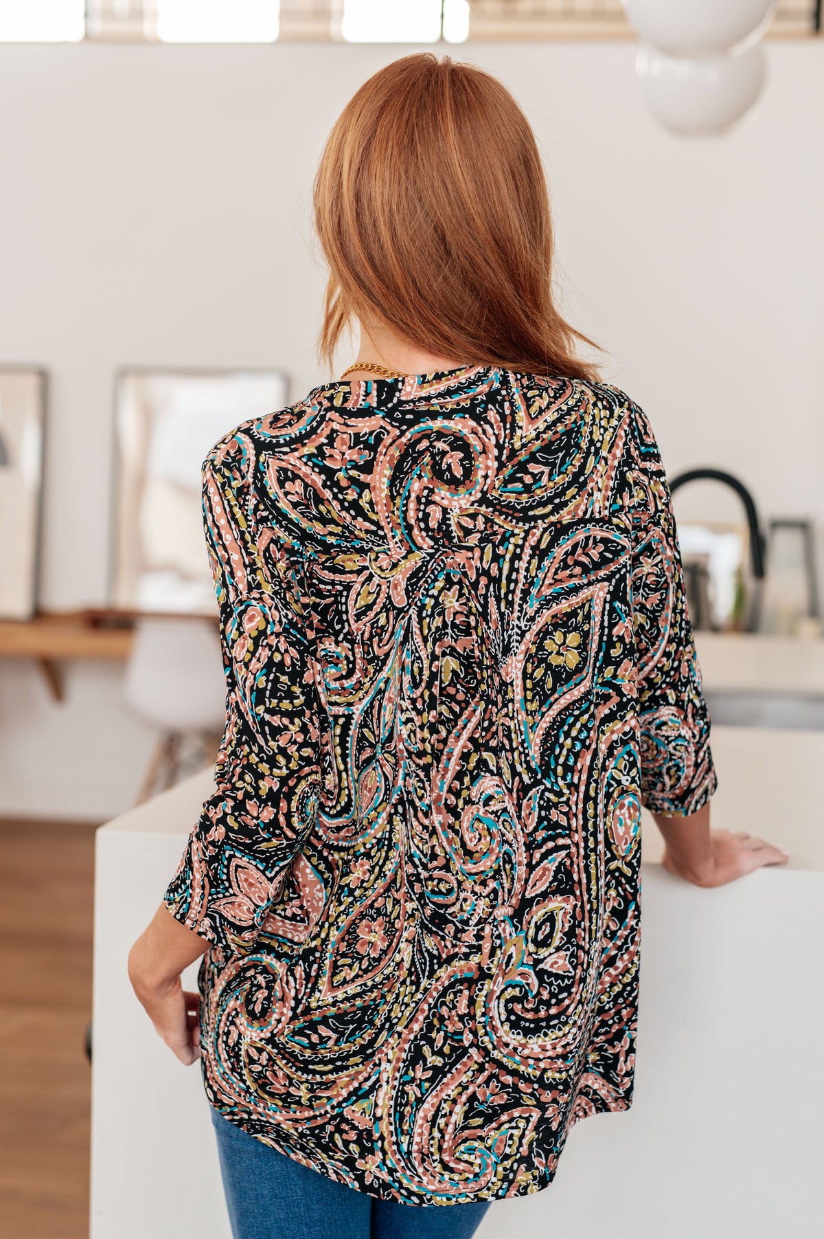 I Think Different Top Teal Paisley - Mack and Mav Boutique