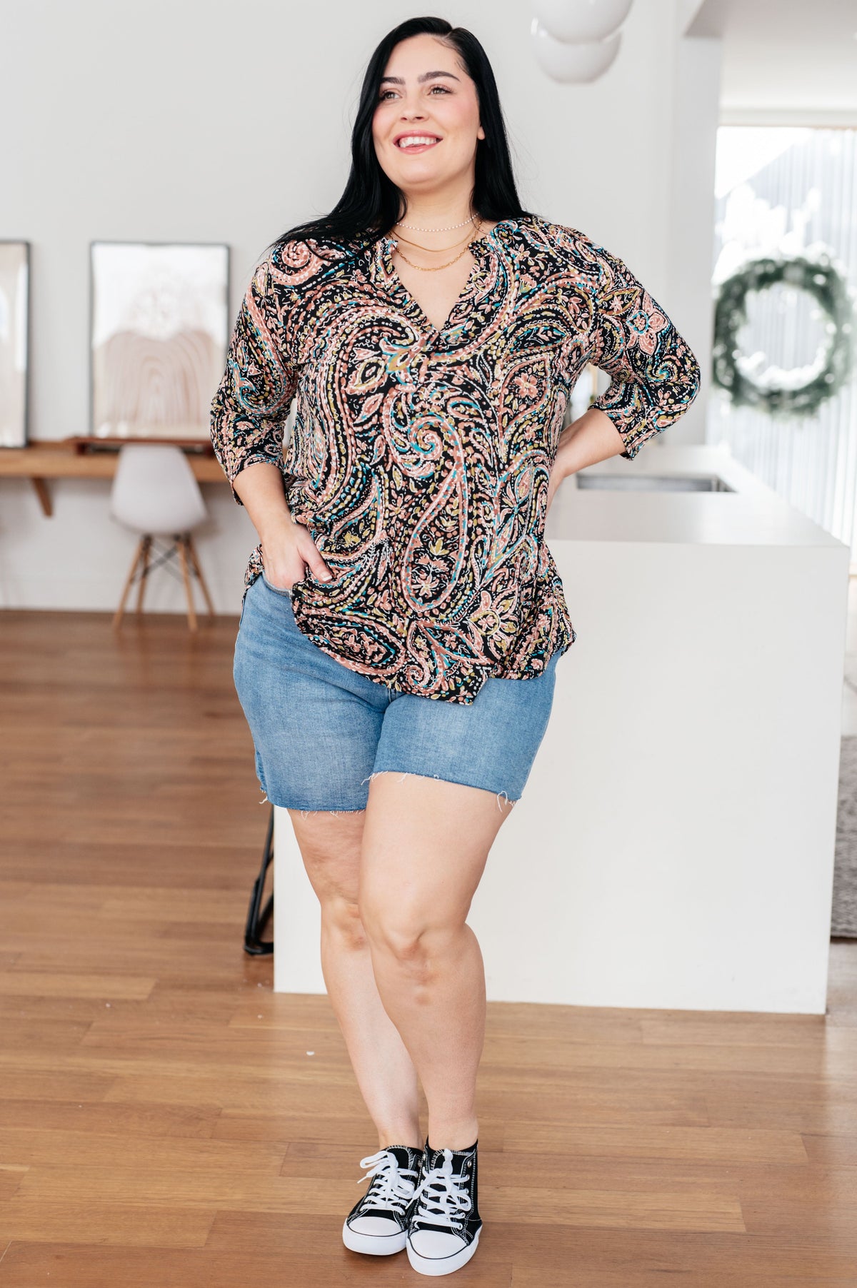 I Think Different Top Teal Paisley - Mack and Mav Boutique