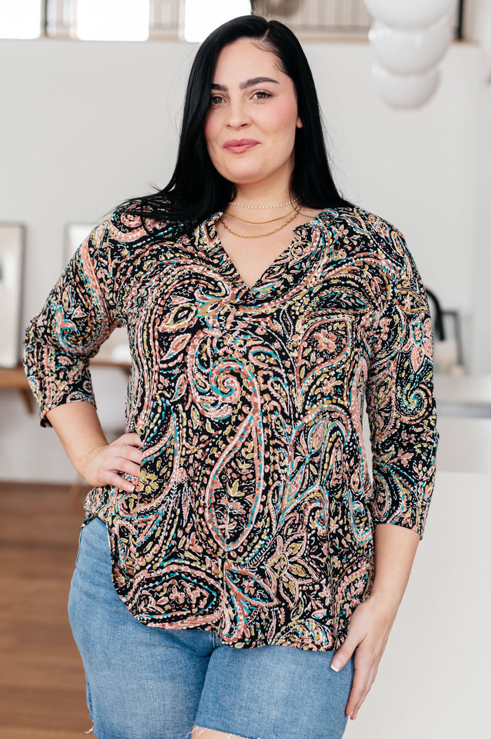 I Think Different Top Teal Paisley - Mack and Mav Boutique