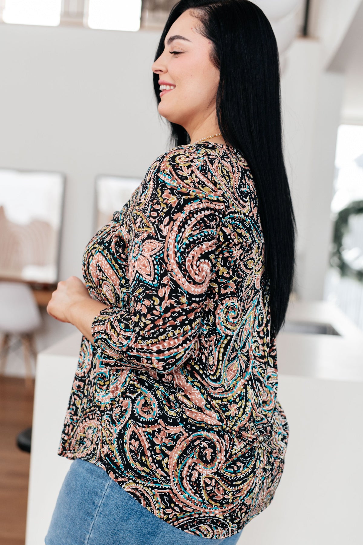 I Think Different Top Teal Paisley - Mack and Mav Boutique
