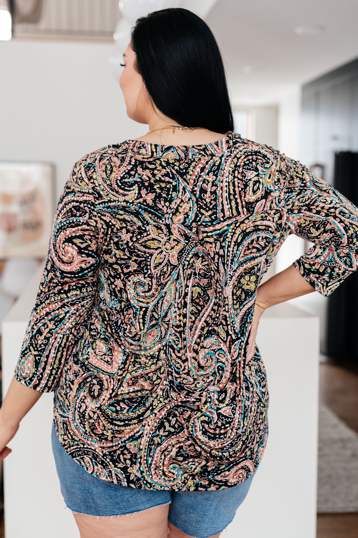 I Think Different Top Teal Paisley - Mack and Mav Boutique