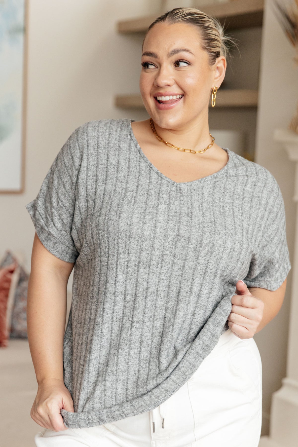 Meet Me at the Greyhound V-Neck Top - Mack and Mav Boutique