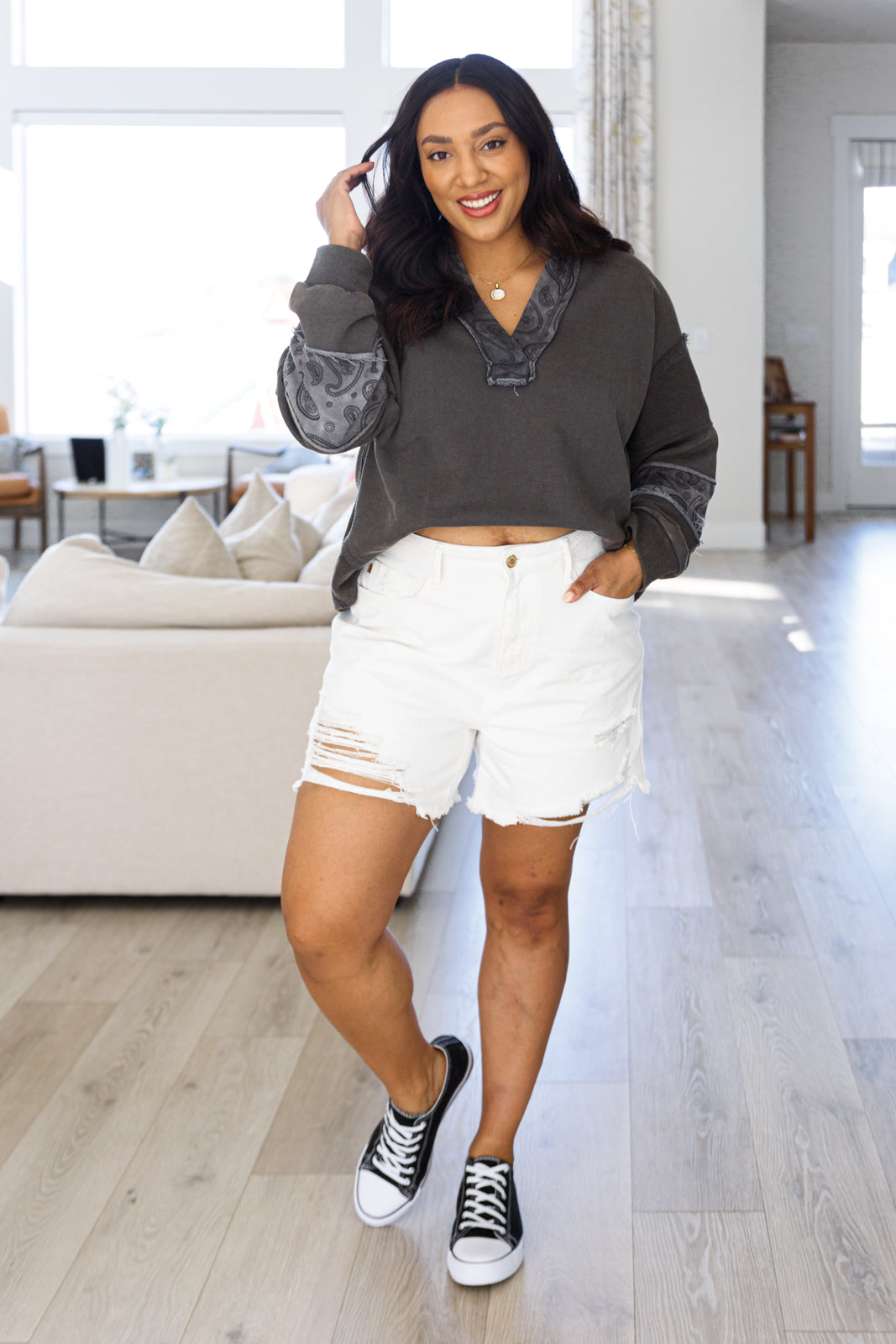 Moonstone Mineral Wash Pullover - Mack and Mav Boutique