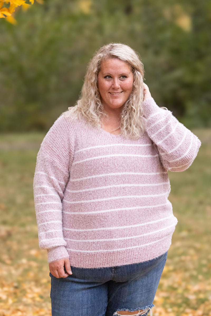 IN STOCK Cozy Striped Sweater - Mauve