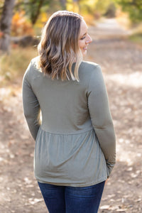 IN STOCK Long Sleeve Sarah Ruffle - Olive FINAL SALE