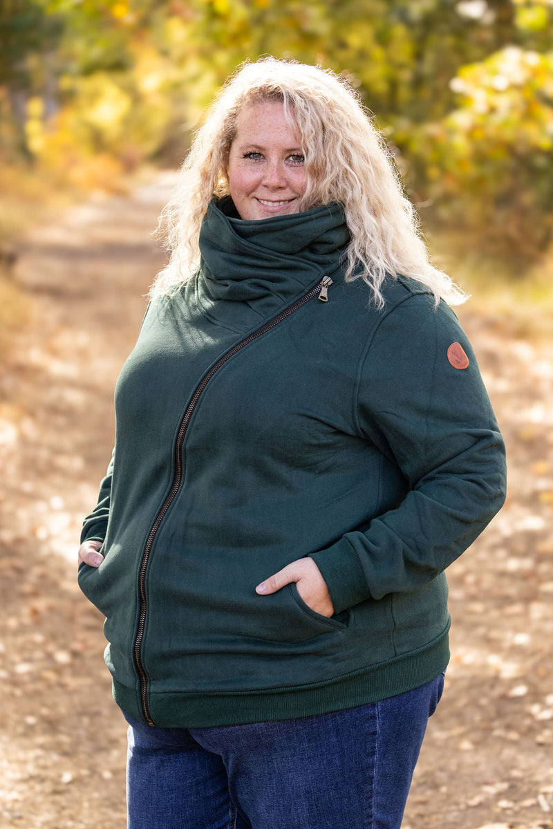 IN STOCK Quinn ZipUp Cowl - Evergreen | Women's Hoodie