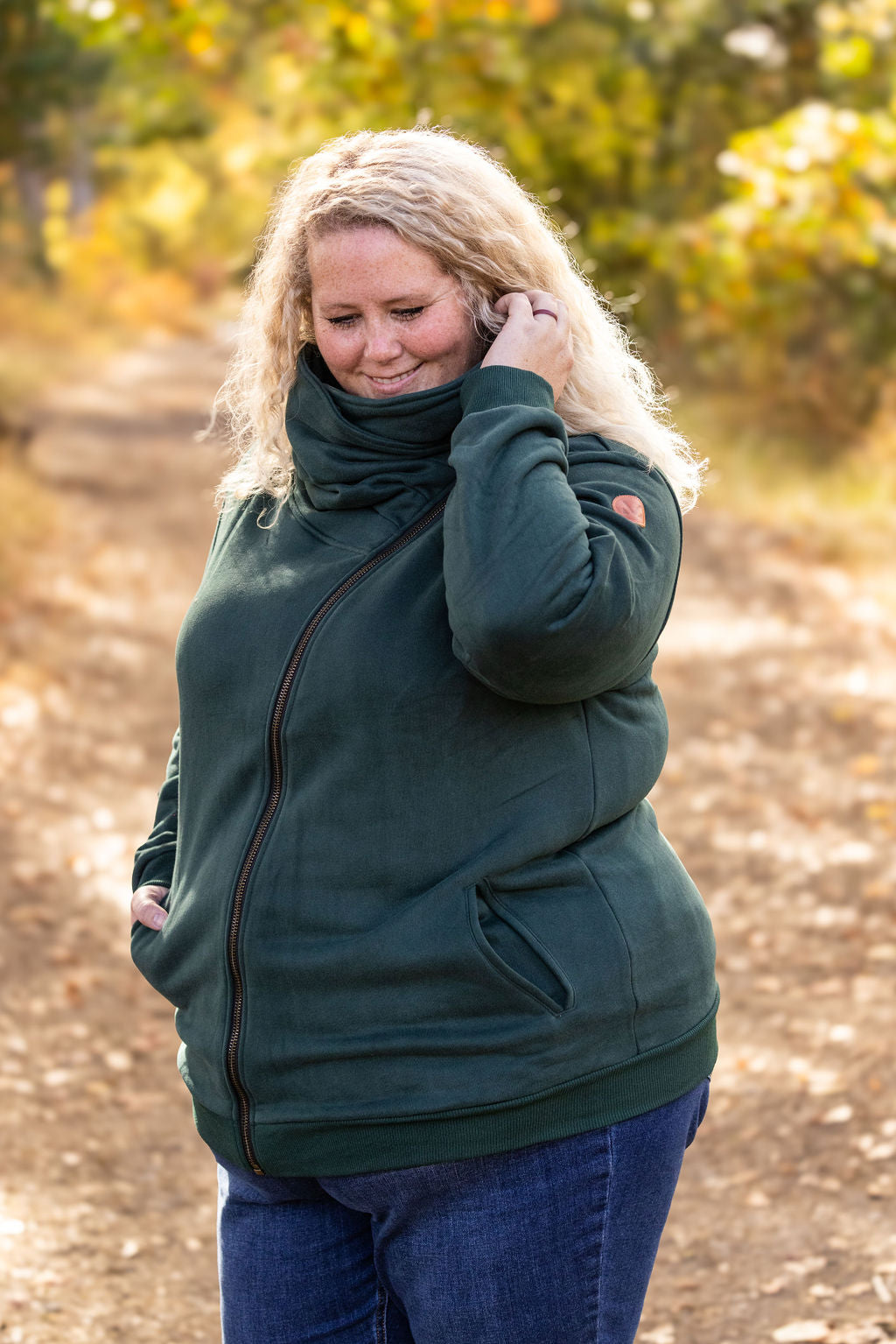 IN STOCK Quinn ZipUp Cowl - Evergreen | Women's Hoodie