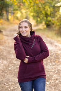 IN STOCK Classic Zoey ZipCowl Sweatshirt - Burgundy FINAL SALE