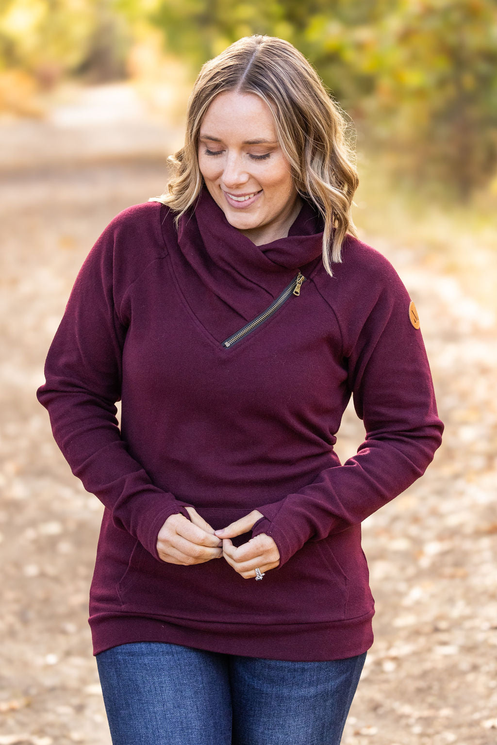 IN STOCK Classic Zoey ZipCowl Sweatshirt - Burgundy FINAL SALE