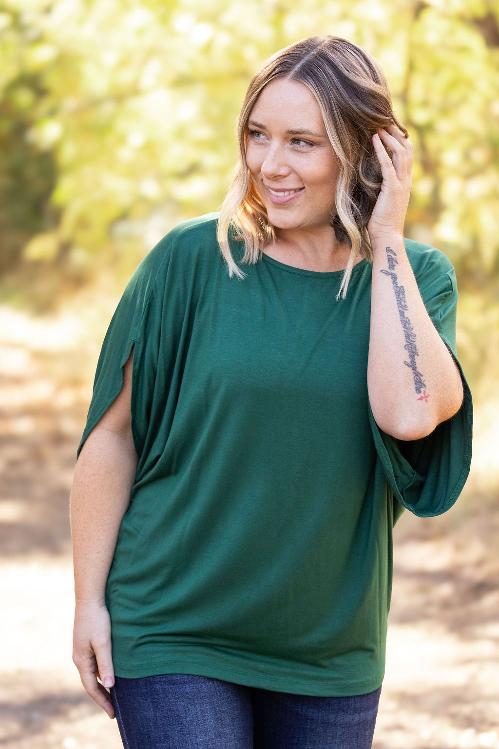 IN STOCK Darcy Dolman Top - Forest Green FINAL SALE