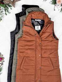 IN STOCK Harlow Long Vest - Olive