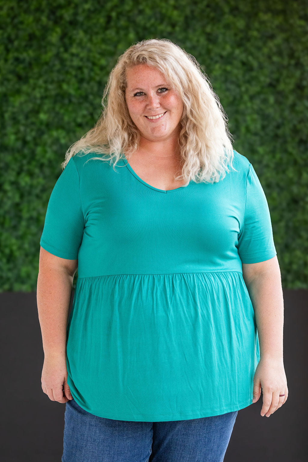 IN STOCK Sarah Ruffle Short Sleeve - Teal