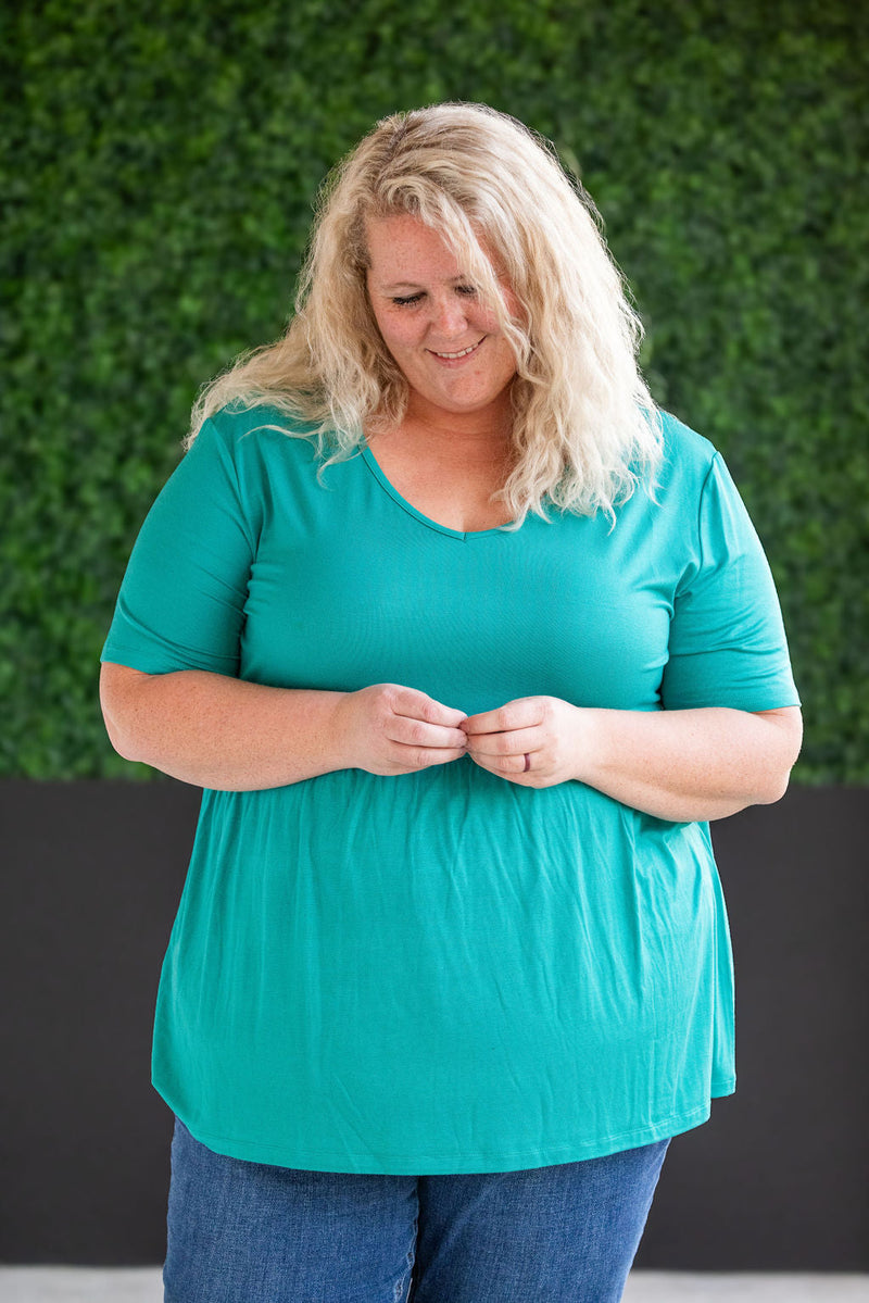 IN STOCK Sarah Ruffle Short Sleeve - Teal