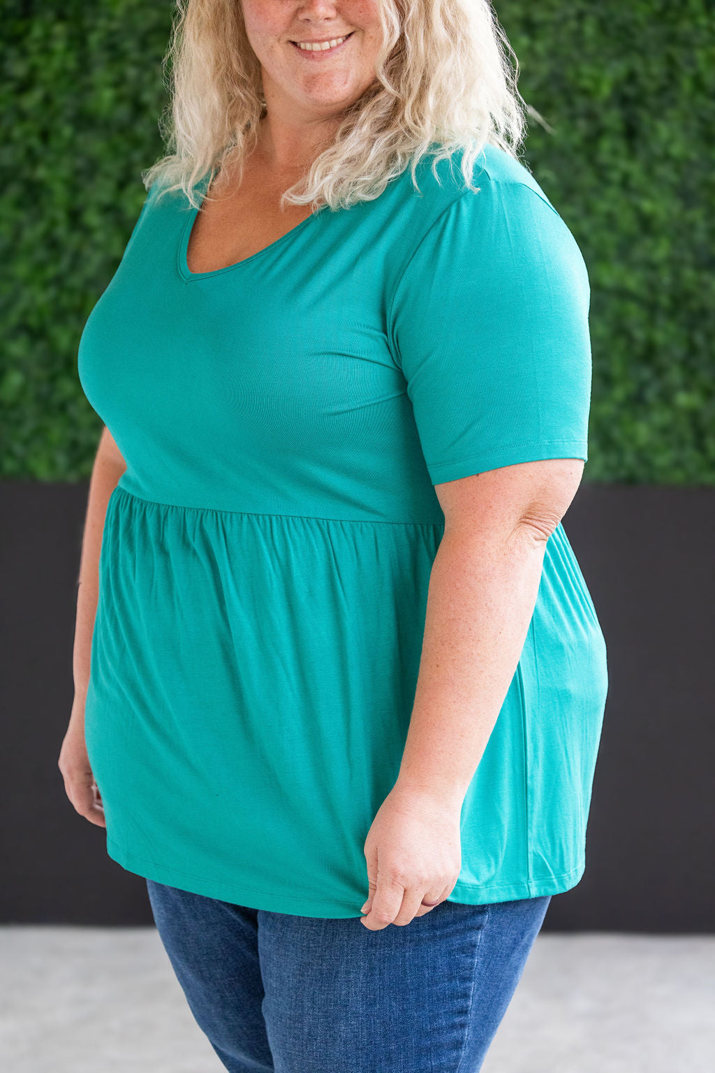 IN STOCK Sarah Ruffle Short Sleeve - Teal