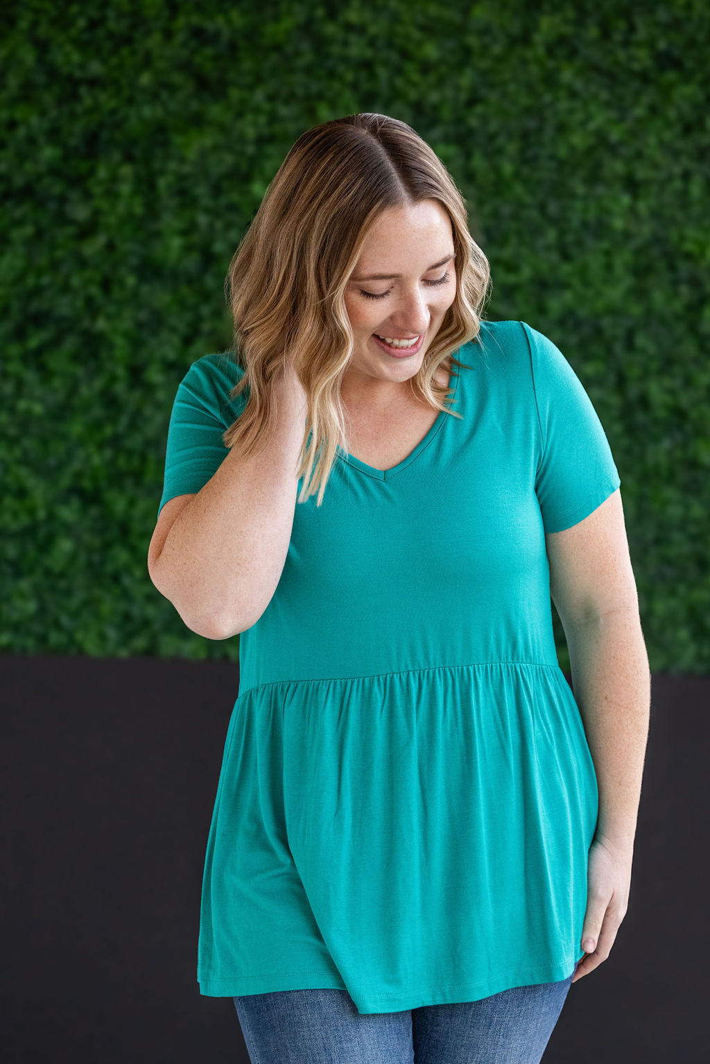 IN STOCK Sarah Ruffle Short Sleeve - Teal