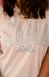 Blue Floral Mama Bow Tee