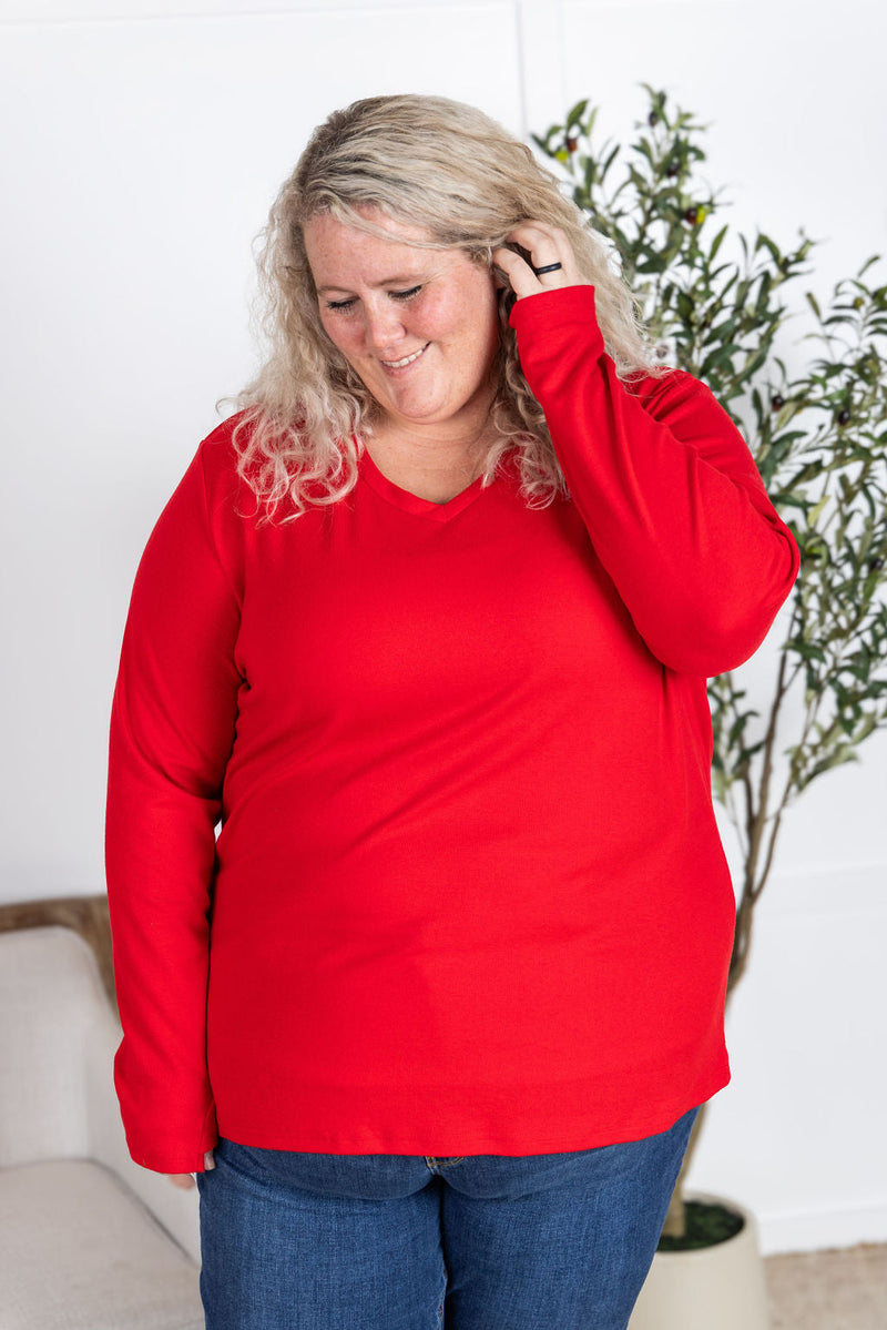 IN STOCK Leah Long Sleeve Top - Red