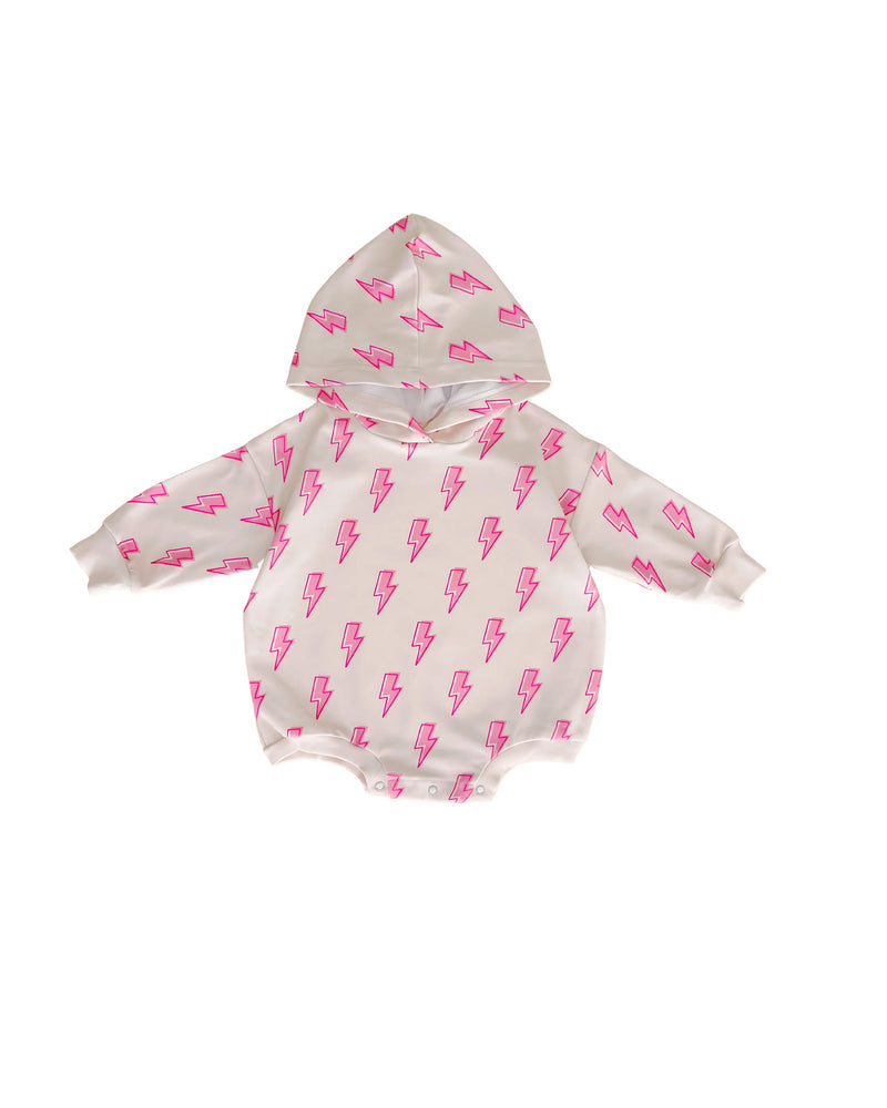 Hooded Bubble Romper | Pink Bolts