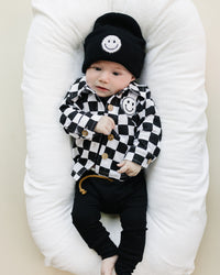 Cotton Shacket | Smiley Checkered Black