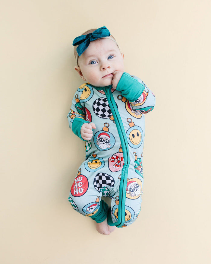 Bamboo Zip Romper | Christmas Ornaments