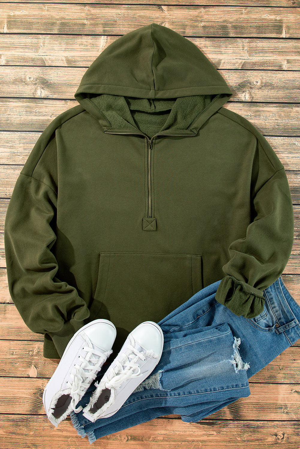 Half Zip Relaxed Hoodie