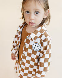 Cotton Shacket | Smiley Checkered Copper