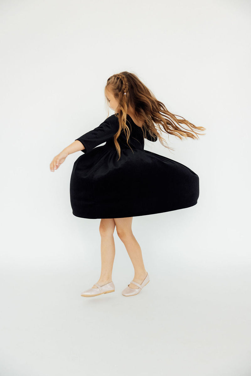Black Velvet Twirl Dress