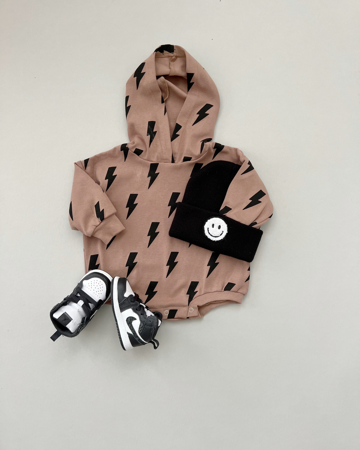 Hooded Bubble Romper  | Mocha Bolts