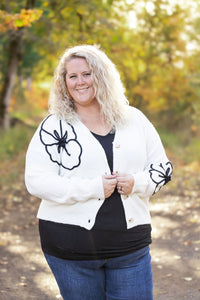 IN STOCK Black Floral Sweater Cardigan